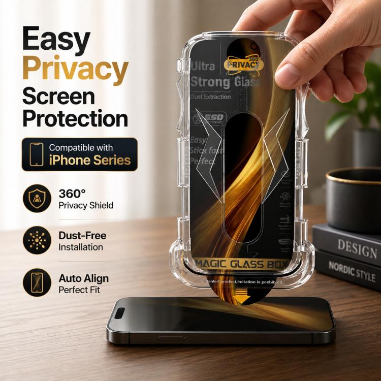 For iPhone 11 Pro 5pcs Easy Install Dust-proof Box 360 Privacy Tempered Glass Film