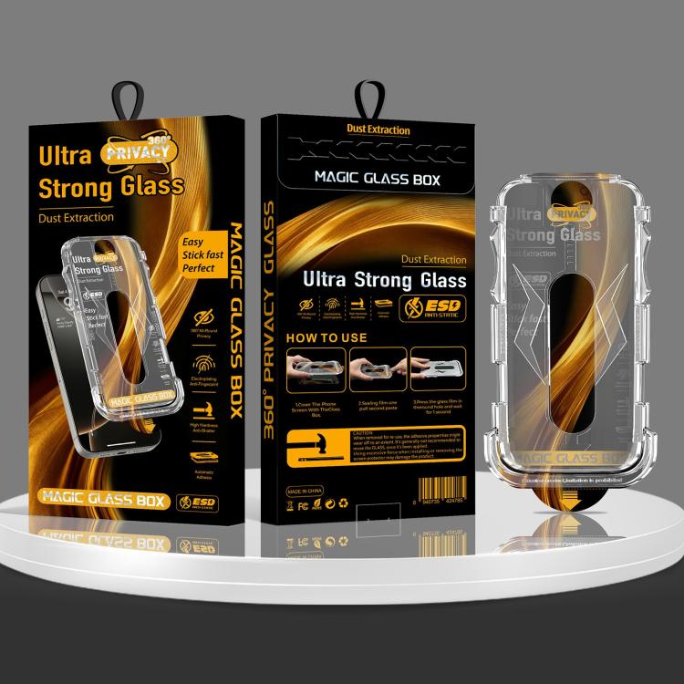 For iPhone 11 Pro Max 5pcs Easy Install Dust-proof Box 360 Privacy Tempered Glass Film