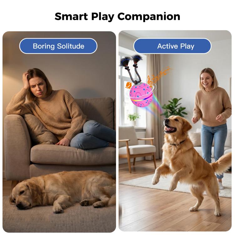 O21 Smart Automatic Pet Toy Ball Dog Training with Light & Sound & Rope