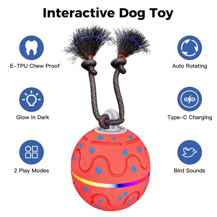 O21 Smart Automatic Pet Toy Ball Dog Training with Light & Sound & Rope