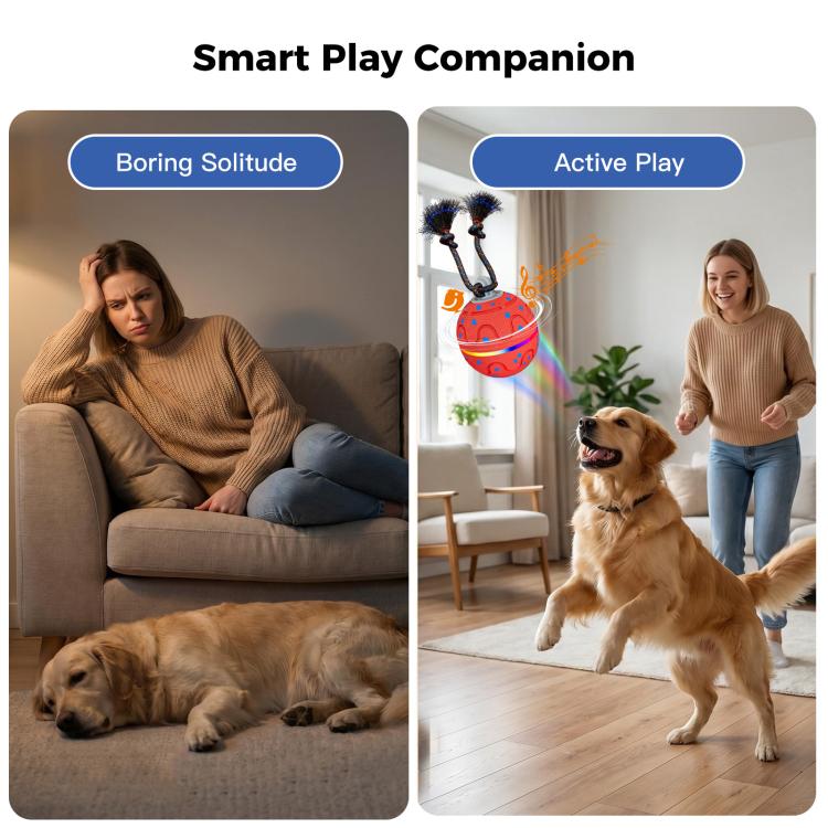 O21 Smart Automatic Pet Toy Ball Dog Training with Light & Sound & Rope