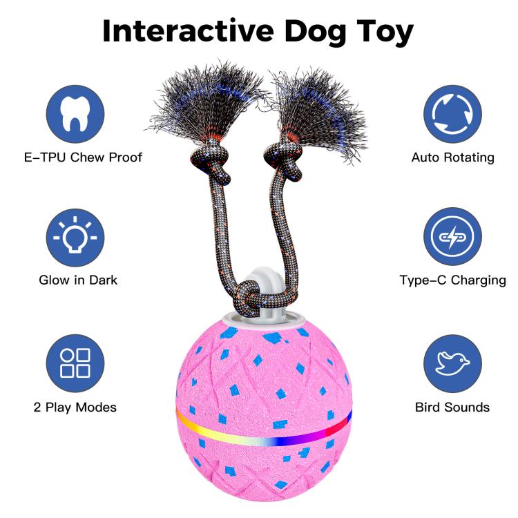 O22 Smart Automatic Pet Toy Ball Dog Training with Light & Sound & Rope