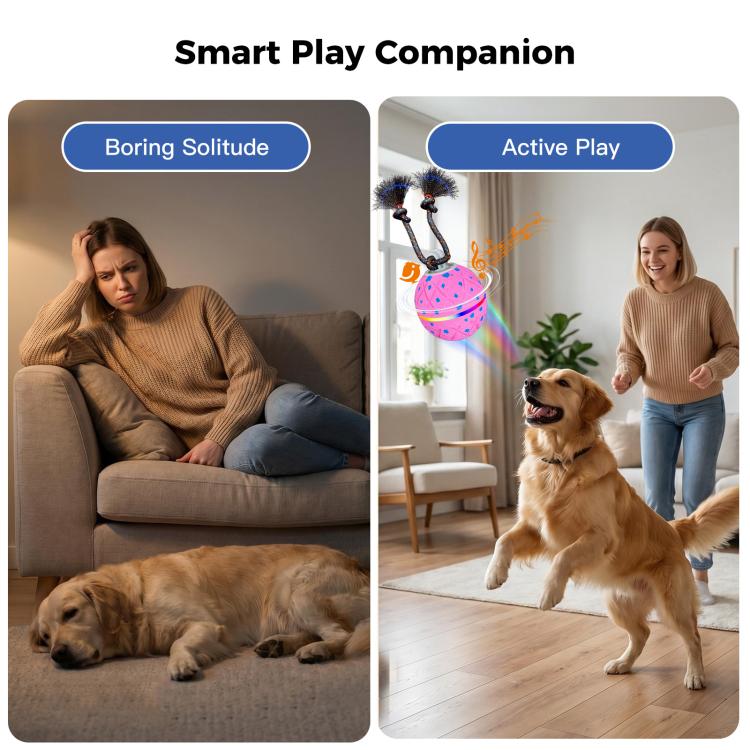 O22 Smart Automatic Pet Toy Ball Dog Training with Light & Sound & Rope