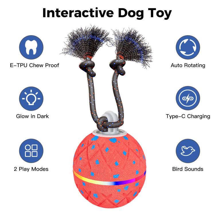 O22 Smart Automatic Pet Toy Ball Dog Training with Light & Sound & Rope