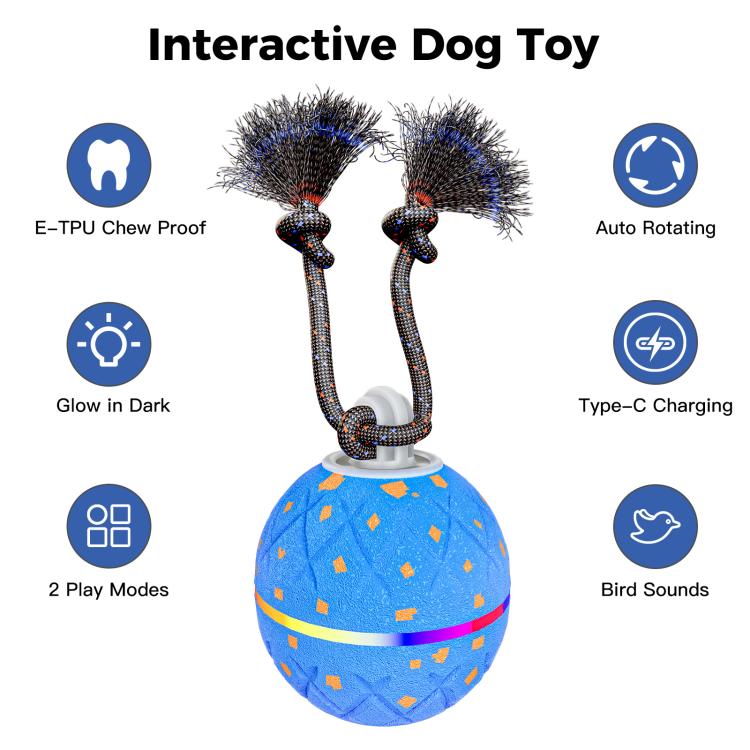 O22 Smart Automatic Pet Toy Ball Dog Training with Light & Sound & Rope