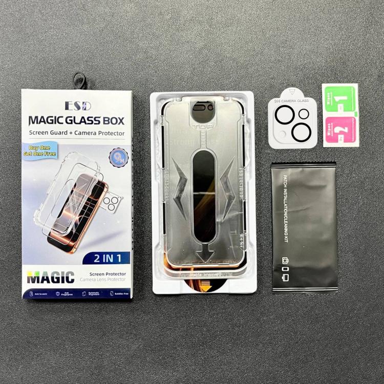 For iPhone 14 Plus 5pcs Easy Install Dust-proof Box 360 Privacy Tempered Glass Film with Lens Film