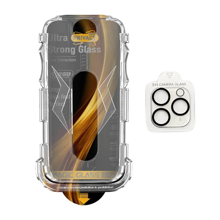 For iPhone 11 Pro 5pcs Easy Install Dust-proof Box 360 Privacy Tempered Glass Film with Lens Film
