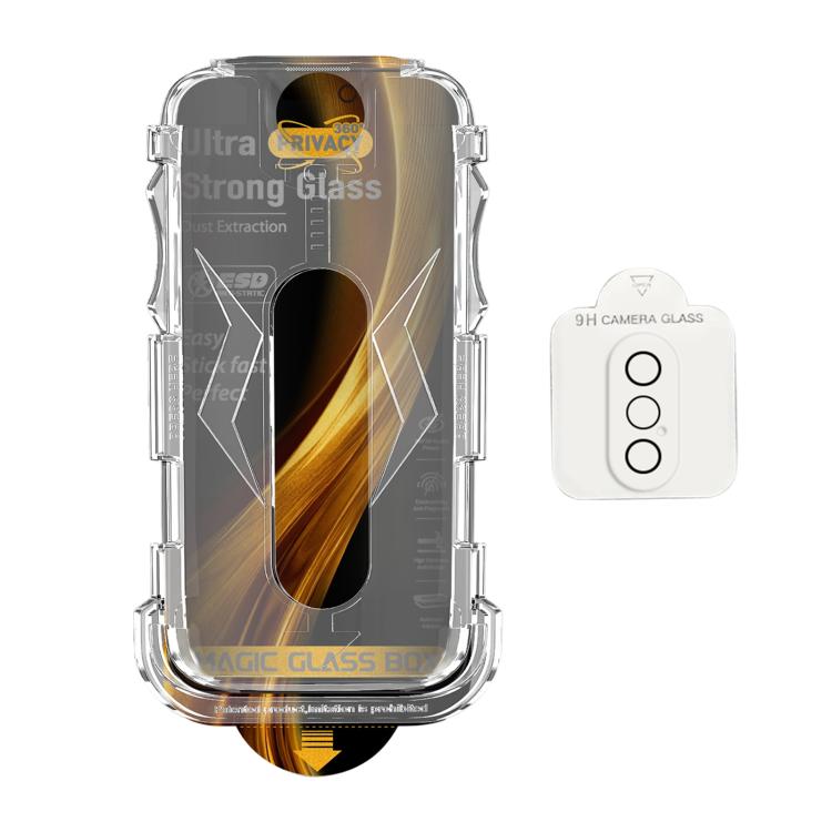 For iPhone X / XS 5pcs Easy Install Dust-proof Box 360 Privacy Tempered Glass Film with Lens Film