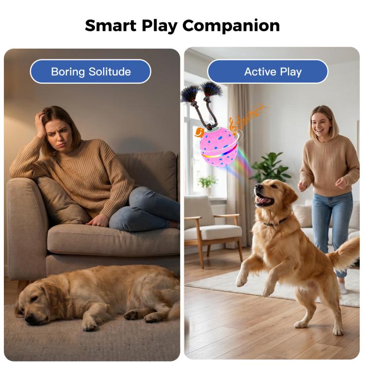 O23 Smart Automatic Pet Toy Ball Dog Training with Light & Sound & Rope