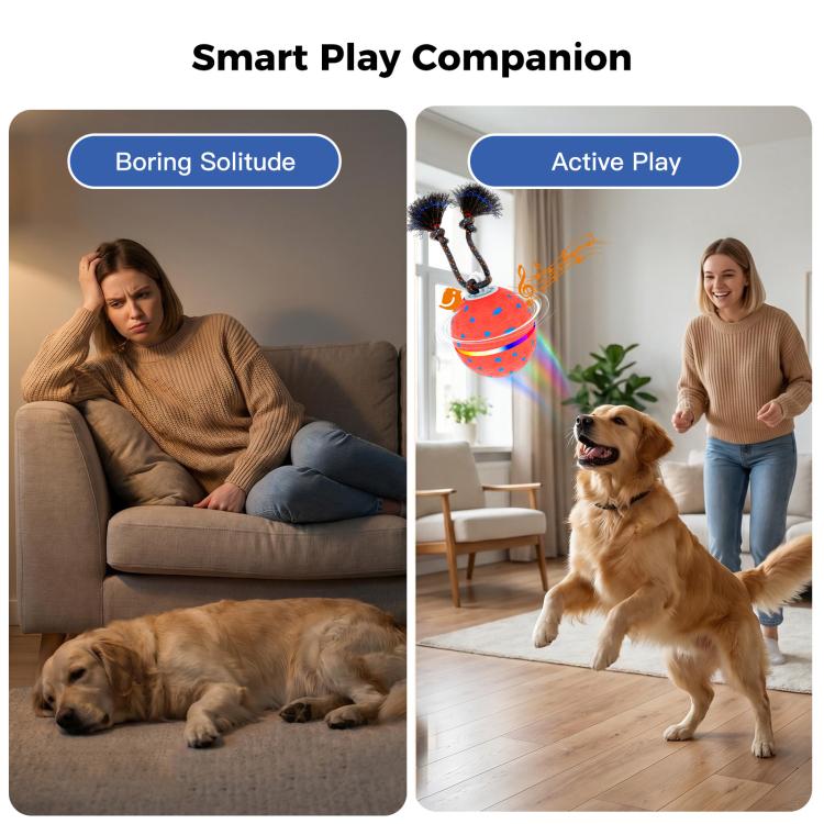 O23 Smart Automatic Pet Toy Ball Dog Training with Light & Sound & Rope