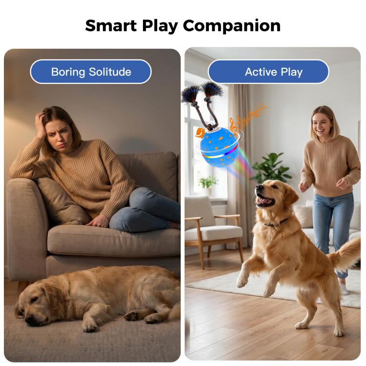 O23 Smart Automatic Pet Toy Ball Dog Training with Light & Sound & Rope
