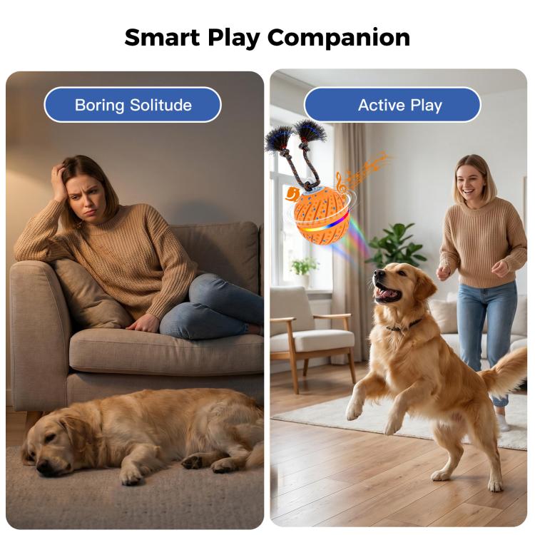 O24 Smart Automatic Pet Toy Ball Dog Training with Light & Sound & Rope