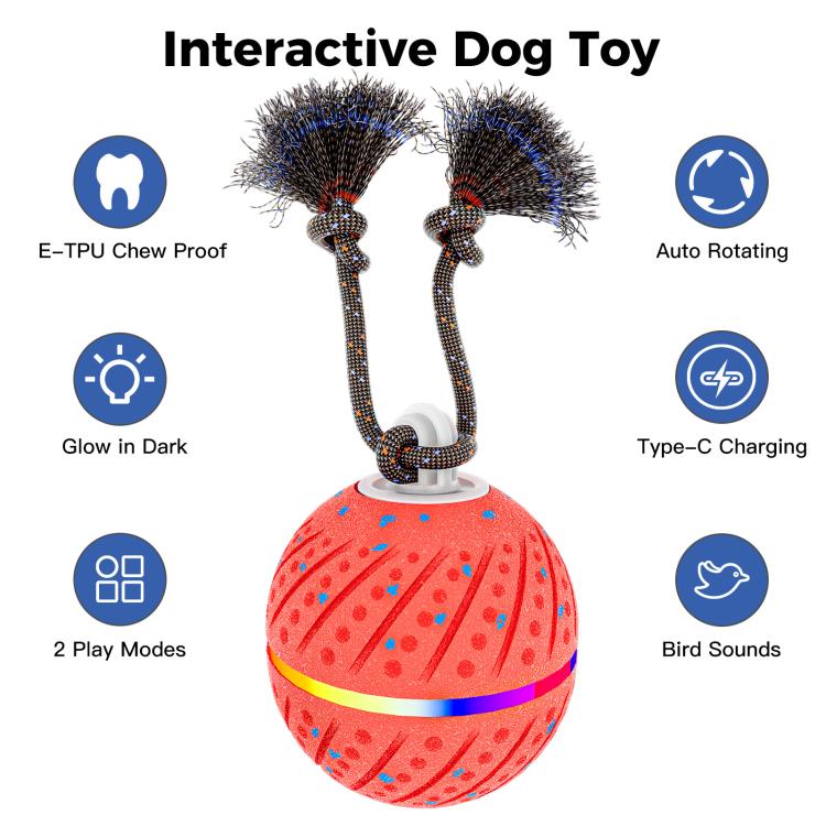 O24 Smart Automatic Pet Toy Ball Dog Training with Light & Sound & Rope