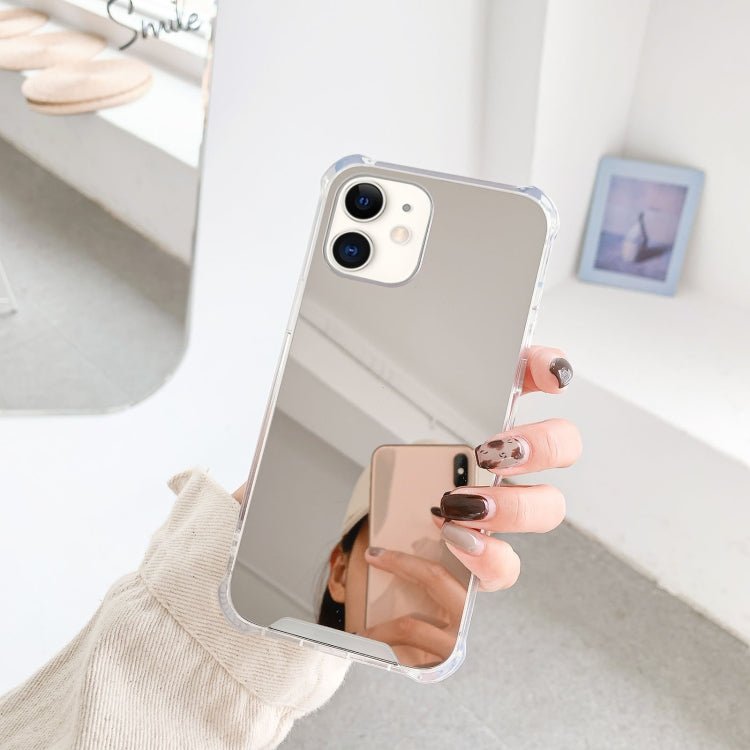 For iPhone 12 mini TPU + Acrylic Four Drop Luxury Plating Mirror Phone Case Cover (Silver)