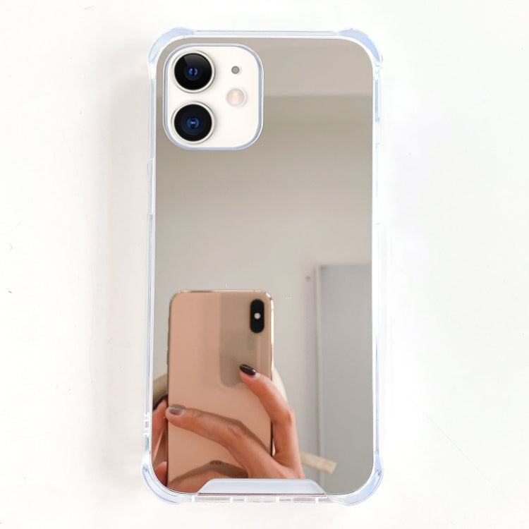 For iPhone 12 mini TPU + Acrylic Four Drop Luxury Plating Mirror Phone Case Cover (Silver)