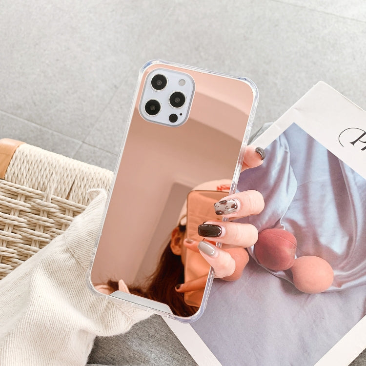 For iPhone 12 Pro Max TPU + Acrylic Four Drop Luxury Plating Mirror Phone Case Cover