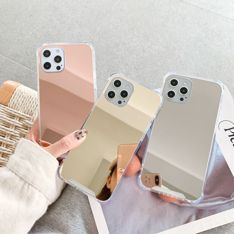 For iPhone 12 Pro Max TPU + Acrylic Four Drop Luxury Plating Mirror Phone Case Cover