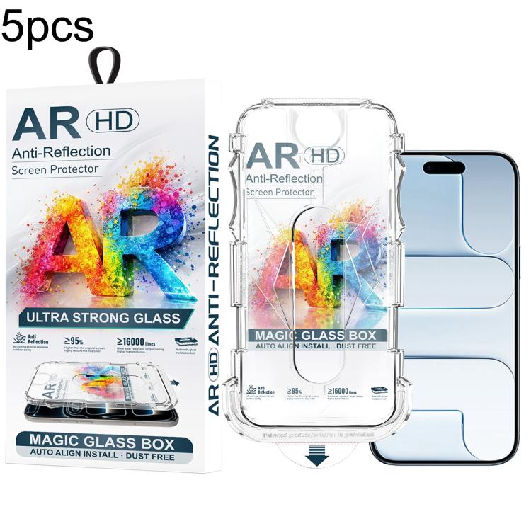 For iPhone Air 5pcs Easy Install Dust-proof Box AR HD Tempered Glass Film