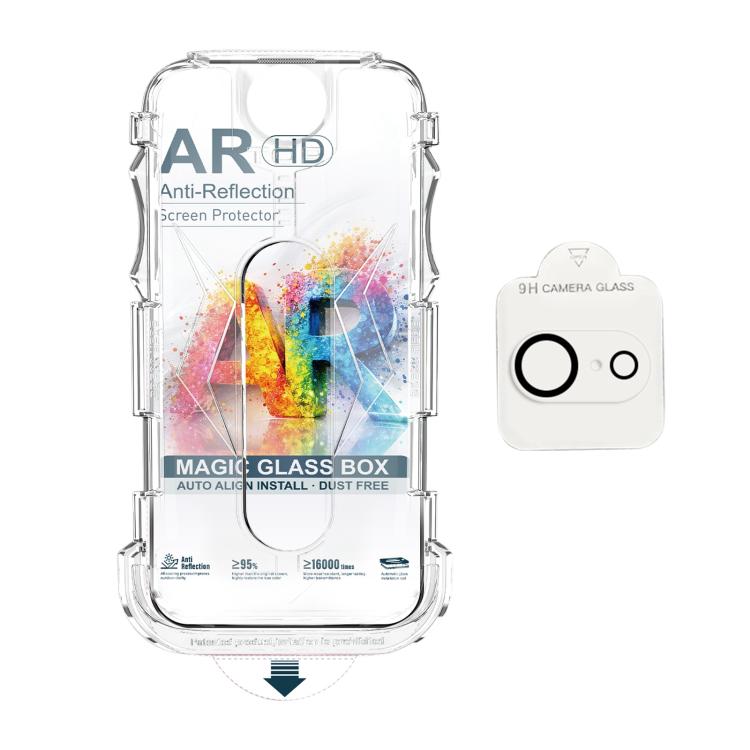 For iPhone 17e / 16e 5pcs Easy Install Dust-proof Box AR HD Tempered Glass Film with Lens Film