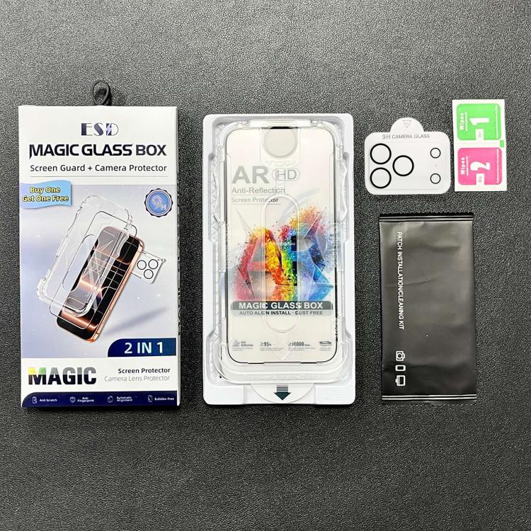 For iPhone 17 Pro 5pcs Easy Install Dust-proof Box AR HD Tempered Glass Film with Lens Film