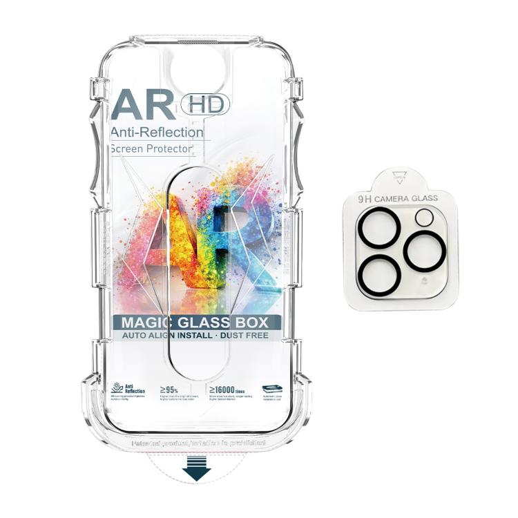 For iPhone 11 Pro Max 5pcs Easy Install Dust-proof Box AR HD Tempered Glass Film with Lens Film