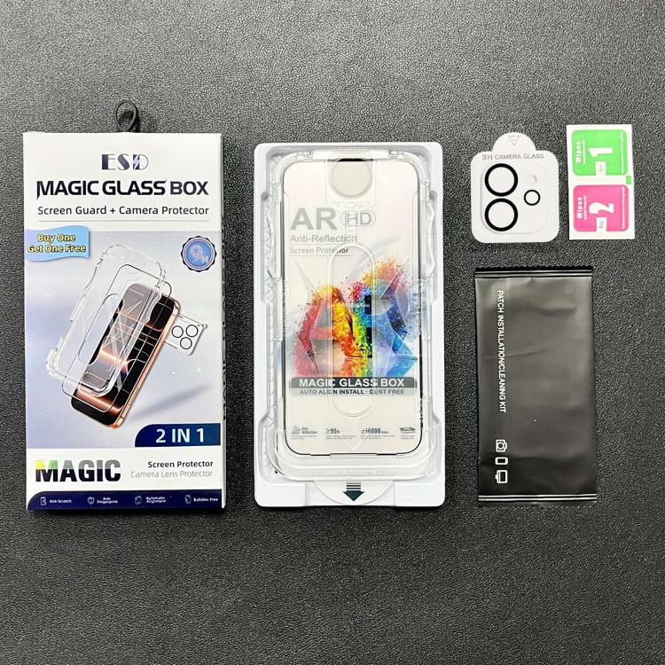 For iPhone 11 5pcs Easy Install Dust-proof Box AR HD Tempered Glass Film with Lens Film