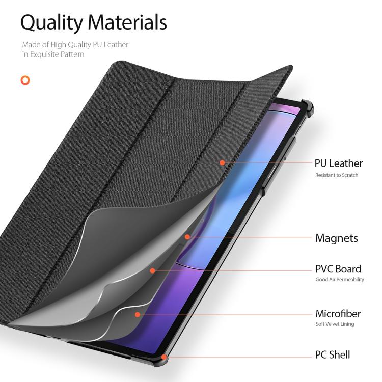 For Lenovo Idea Tab Pro Gen 2 13 inch DUX DUCIS Domo Series Magnetic Flip Leather Tablet Case - Black