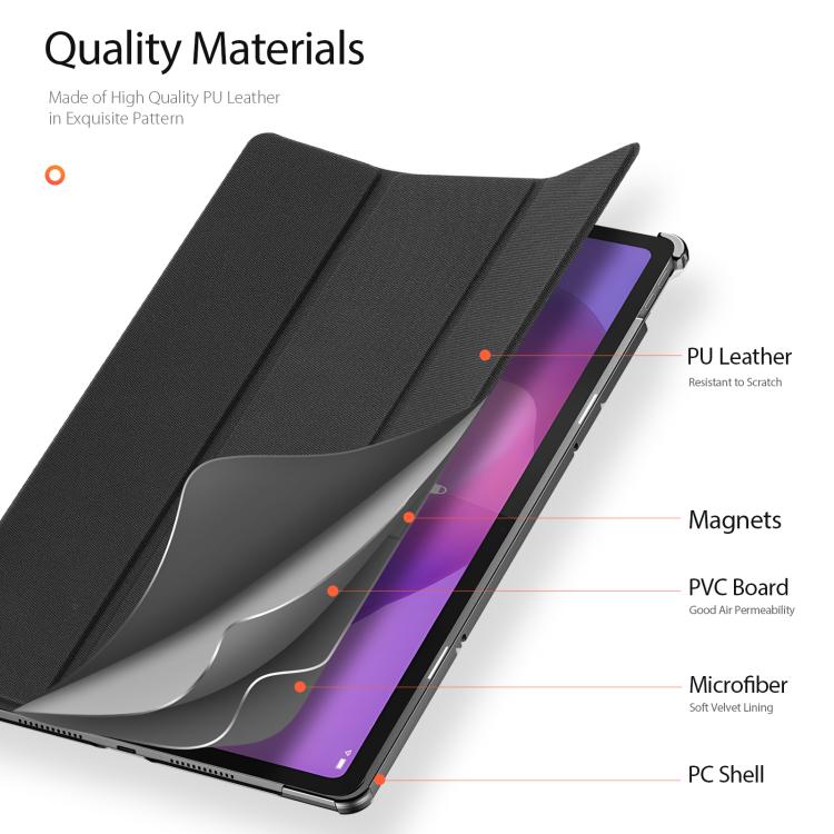 For Lenovo Idea Tab Plus 12.1 2025 DUX DUCIS Domo Series Magnetic Flip Leather Tablet Case - Black