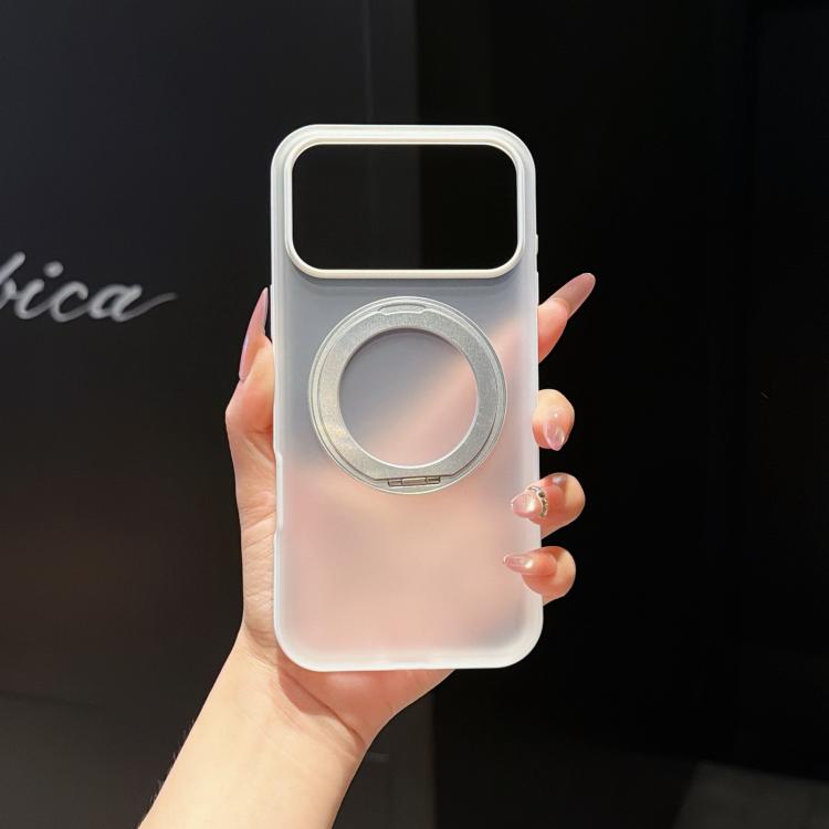 For iPhone 17 Pro Cloud Edge Floating Semi-Transparent Matte Magnetic Rotating Holder Phone Case