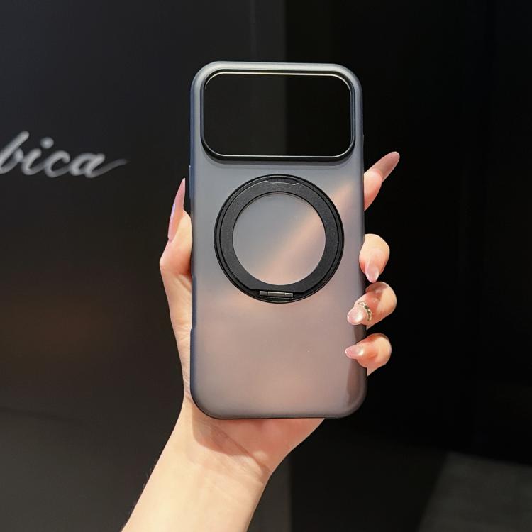 For iPhone 17 Pro Cloud Edge Floating Semi-Transparent Matte Magnetic Rotating Holder Phone Case