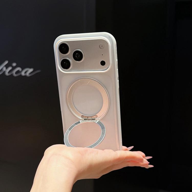 For iPhone 17 Pro Max Cloud Edge Floating Semi-Transparent Matte Magnetic Rotating Holder Phone Case
