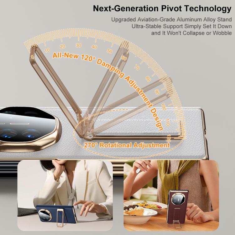 For Huawei Mate X5 Rotating Wristband Holder View Window Genuine Leather Phone Case