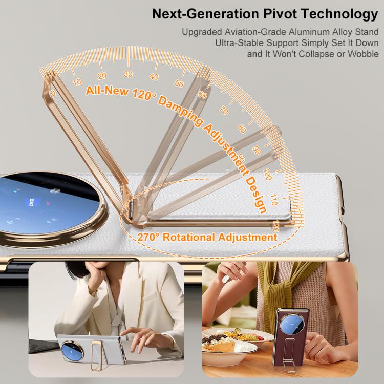 For vivo X Fold5 Rotating Wristband Holder View Window Genuine Leather Phone Case