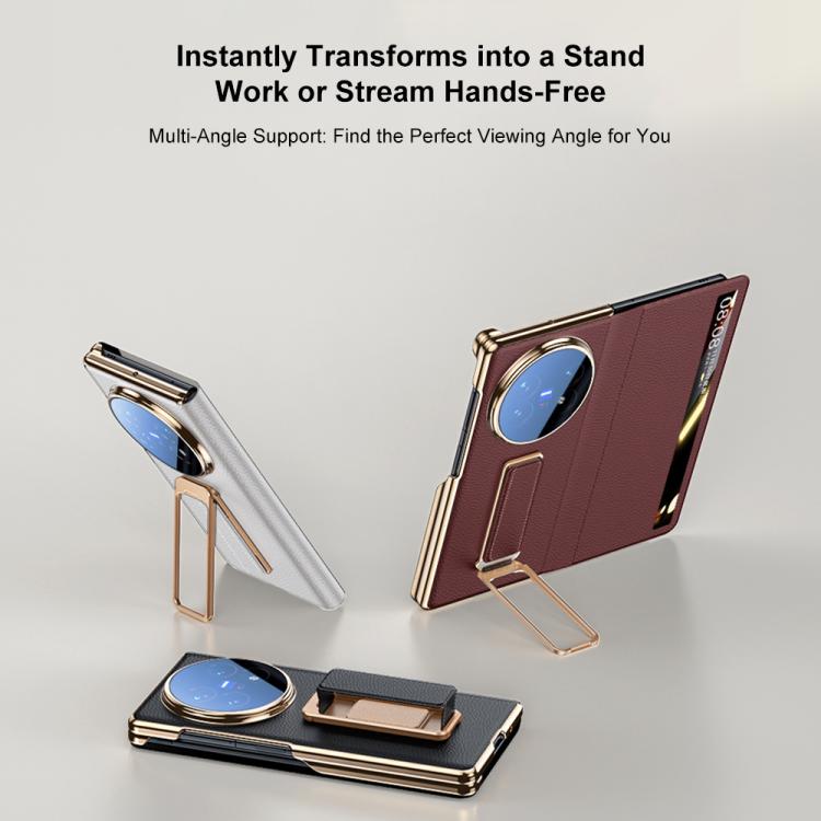 For vivo X Fold5 Rotating Wristband Holder View Window Genuine Leather Phone Case