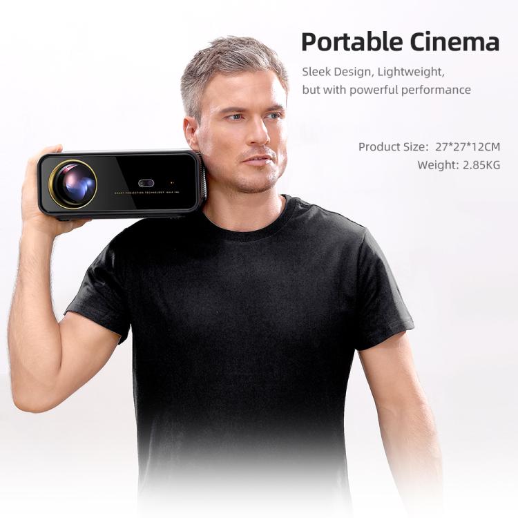 AUN U001 Pro 1080P 2050ANSI For Google TV Android 14 OS Smart Projector, Plug:EU Plug - Black