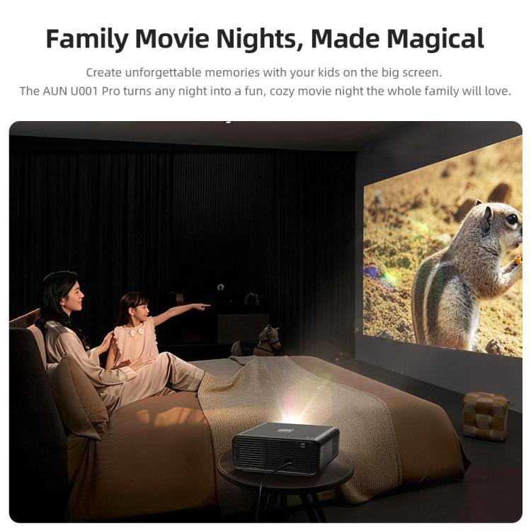 AUN U001 Pro 1080P 2050ANSI For Google TV Android 14 OS Smart Projector, Plug:AU Plug - Black