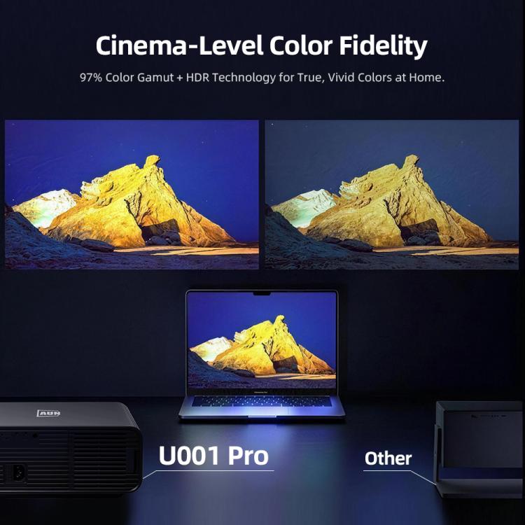 AUN U001 Pro 1080P 2050ANSI For Google TV Android 14 OS Smart Projector, Plug:UK Plug - Black