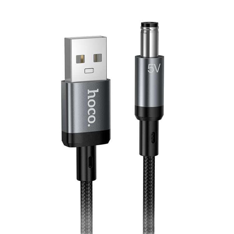 hoco X129 USB-A to DC 5.5mm Advantage 5V Charging Cable, Length:1m - Black