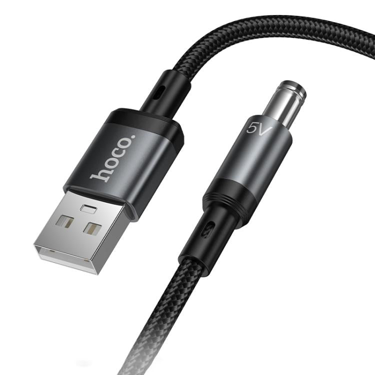 hoco X129 USB-A to DC 5.5mm Advantage 5V Charging Cable, Length:1m - Black