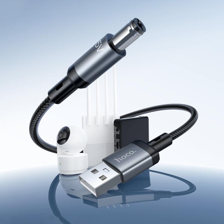 hoco X129 USB-A to DC 5.5mm Advantage 5V Charging Cable, Length:1m - Black
