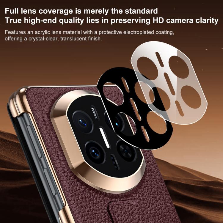 For Huawei Mate X7 Sliding Wristband Holder View Window Genuine Leather Phone Case