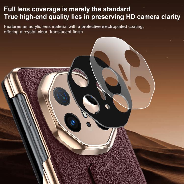 For Huawei Mate X5 Sliding Wristband Holder View Window Genuine Leather Phone Case
