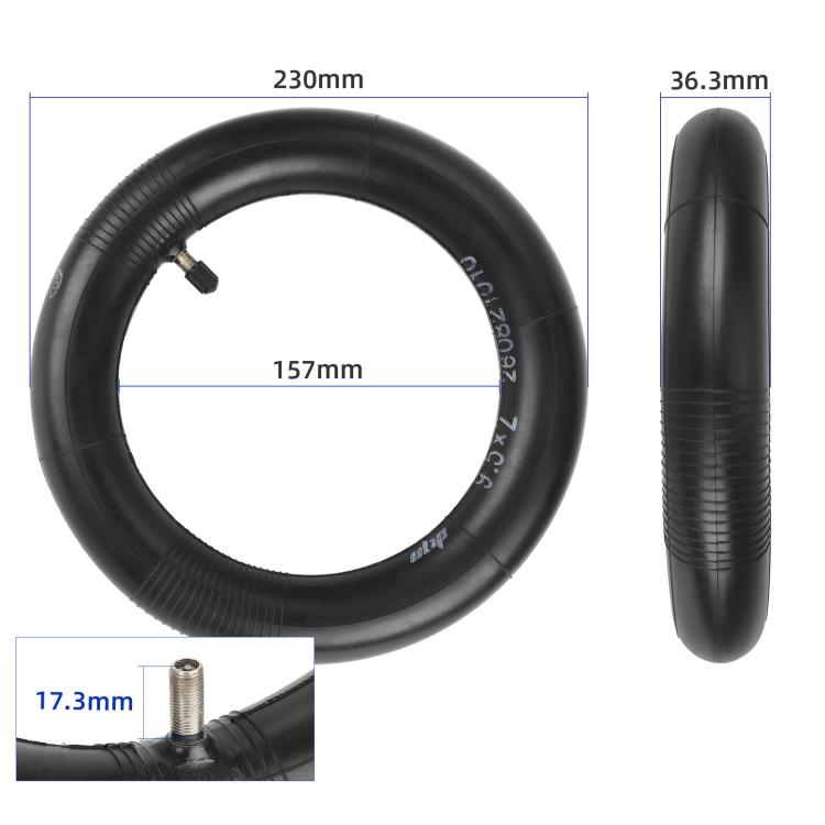 Electric Scooter 9.5 inch Thickened Straight-nose Inner Tube - Black