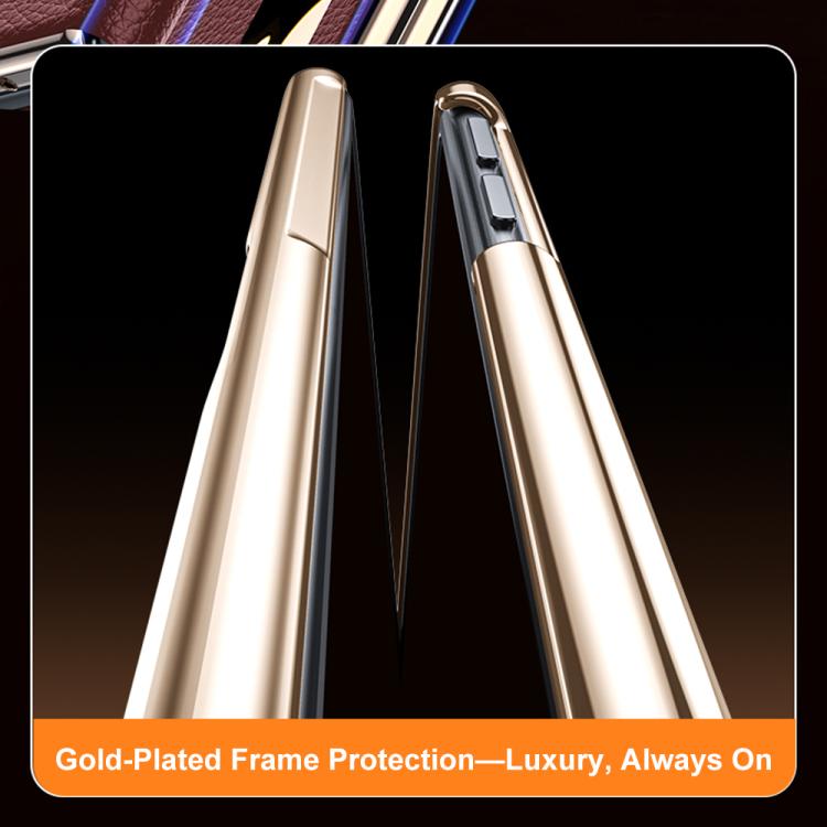 For vivo X Fold5 Magnetic Rotating Holder View Window Genuine Leather Phone Case