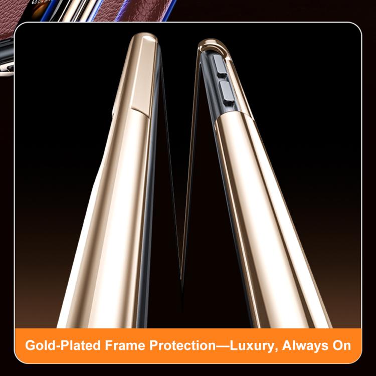 For Huawei Mate X7 Magnetic Rotating Holder View Window Genuine Leather Phone Case