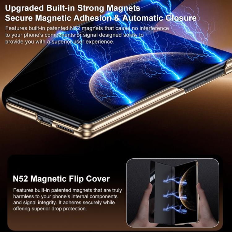 For Huawei Mate X5 Magnetic Rotating Holder View Window Genuine Leather Phone Case