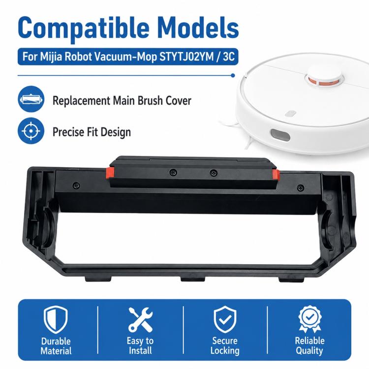 Replacement Accessories for Xiaomi Mijia Robot Vacuum Mop STYTJ02YM / 3C, Specification:Black Main Brush Cover