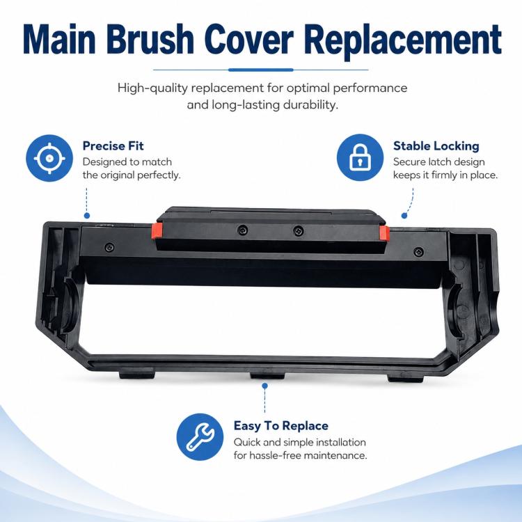 Replacement Accessories for Xiaomi Mijia Robot Vacuum Mop STYTJ02YM / 3C, Specification:Black Main Brush Cover