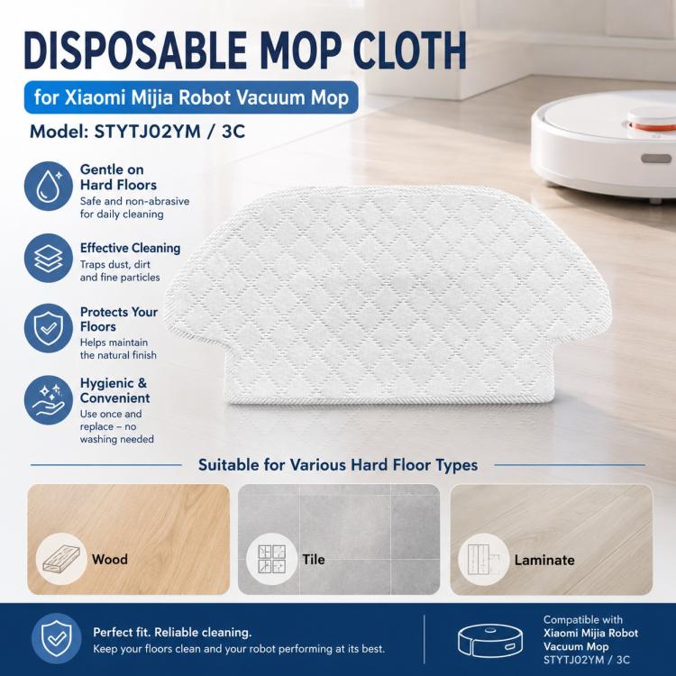 Replacement Accessories for Xiaomi Mijia Robot Vacuum Mop STYTJ02YM / 3C, Specification:Disposable Mop Pad