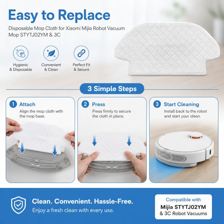 Replacement Accessories for Xiaomi Mijia Robot Vacuum Mop STYTJ02YM / 3C, Specification:Disposable Mop Pad